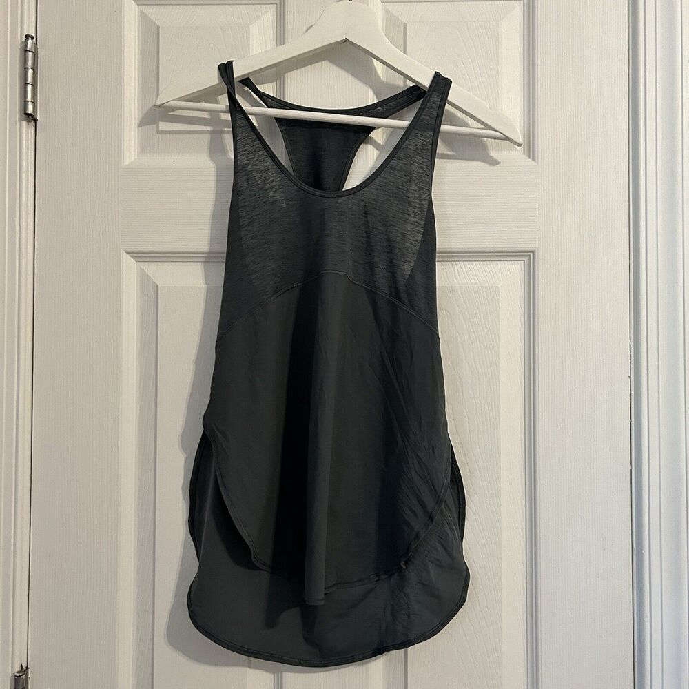 Lululemon Twist Back Tank Top Slate Blue Gray Size 4 Activewear Open Side Sporty